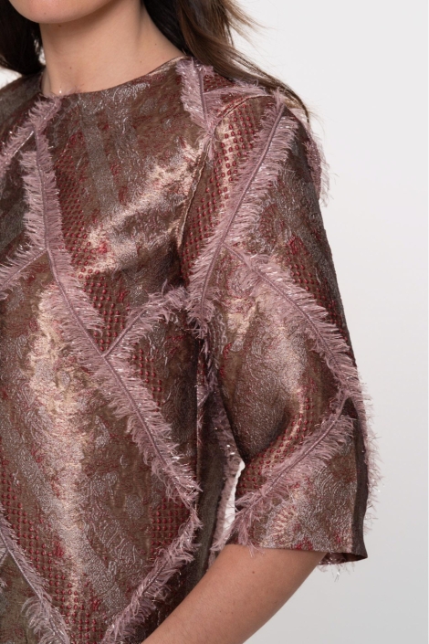 Geisha gouden dames blouse | Close up