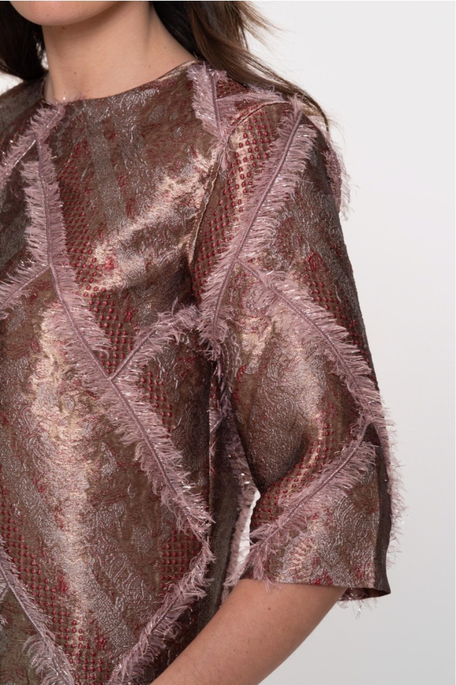 Geisha gouden dames blouse | Close up