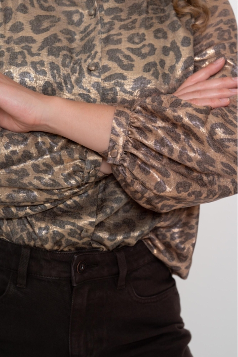 Geisha gouden dames blouse | Close up