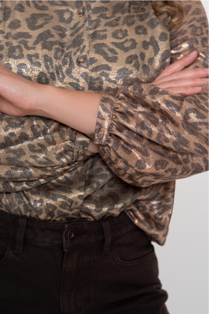 Geisha gouden dames blouse | Close up