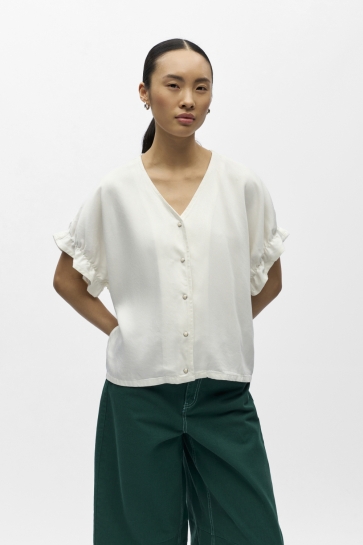 Object Blouse OBJFRAME 2 4 V NECK RE TOP NOOS 23048963 Cloud Dancer
