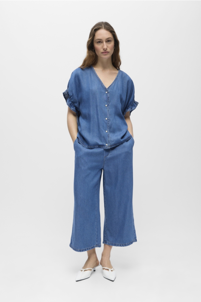 Object blauwe dames blouse | Model