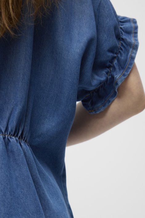 Object blauwe dames blouse | Close up