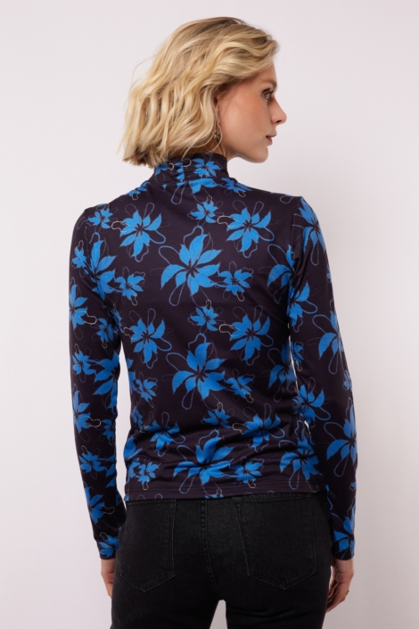 Fluresk blauwe dames t-shirt | Model achteraanzicht