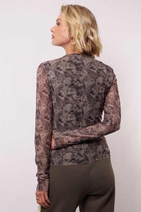 Fluresk grijze dames t-shirt | Model achteraanzicht