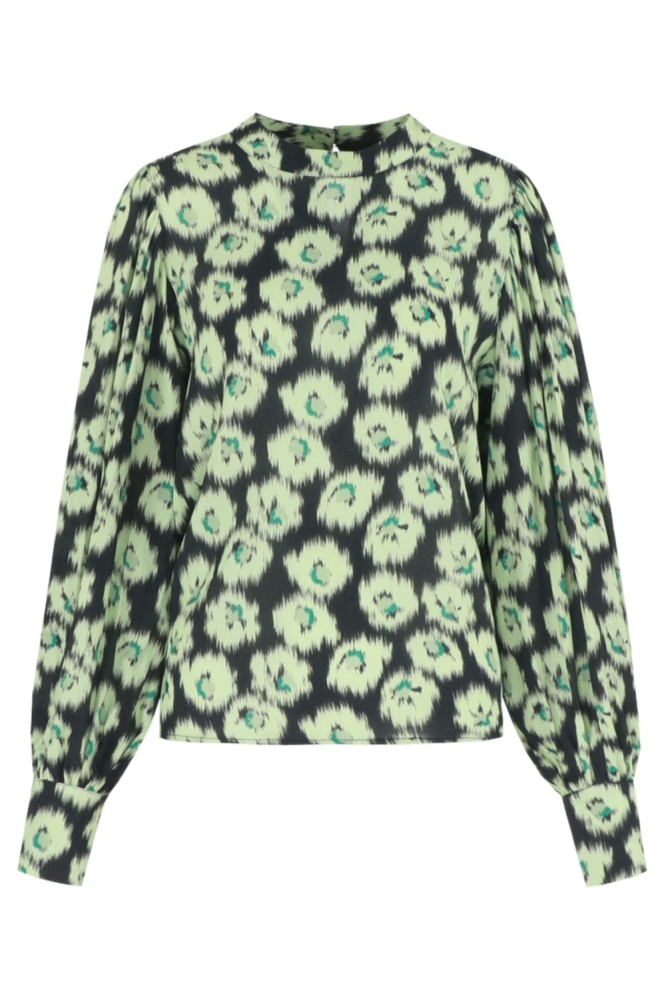 Fluresk zwarte dames blouse | Vooraanzicht