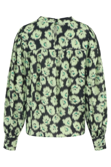 Fluresk zwarte dames blouse | Achteraanzicht