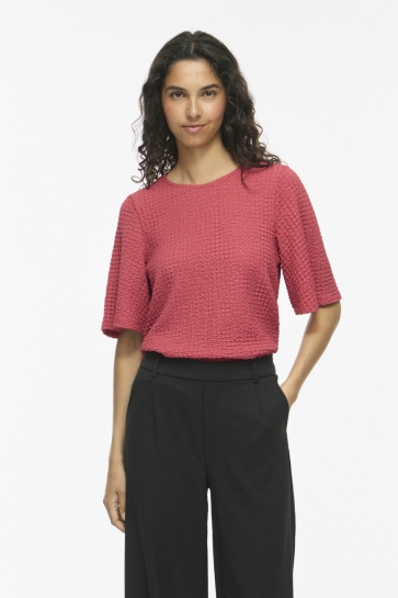 Vila T-shirt VIBOTTA O-NECK 2/4 TOP/TES 14116370 HOLLY BERRY