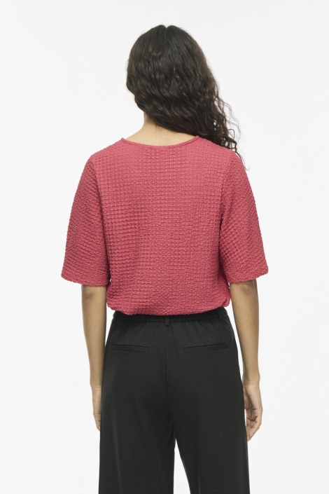 Vila roze dames t-shirt | Model achteraanzicht
