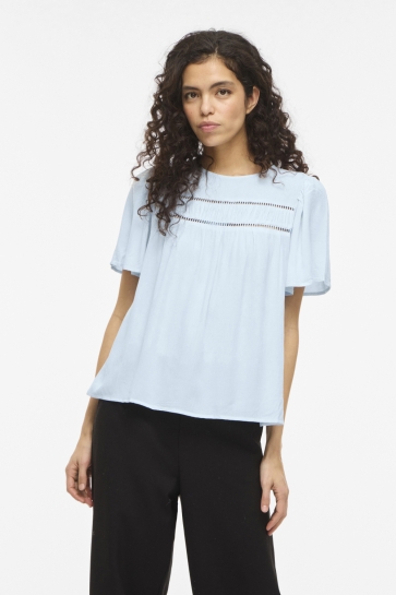 Vila T-shirt VICODY S/S TAPE TOP 14115290 Nantucket Breeze