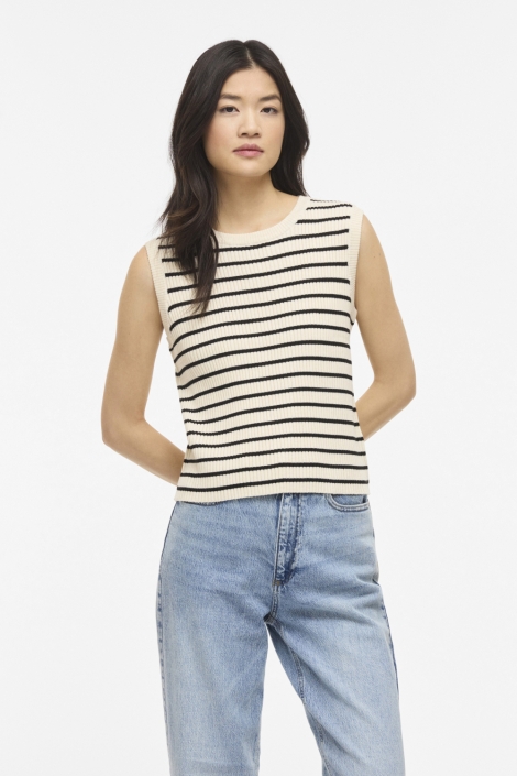 Vila beige dames top | Model vooraanzicht