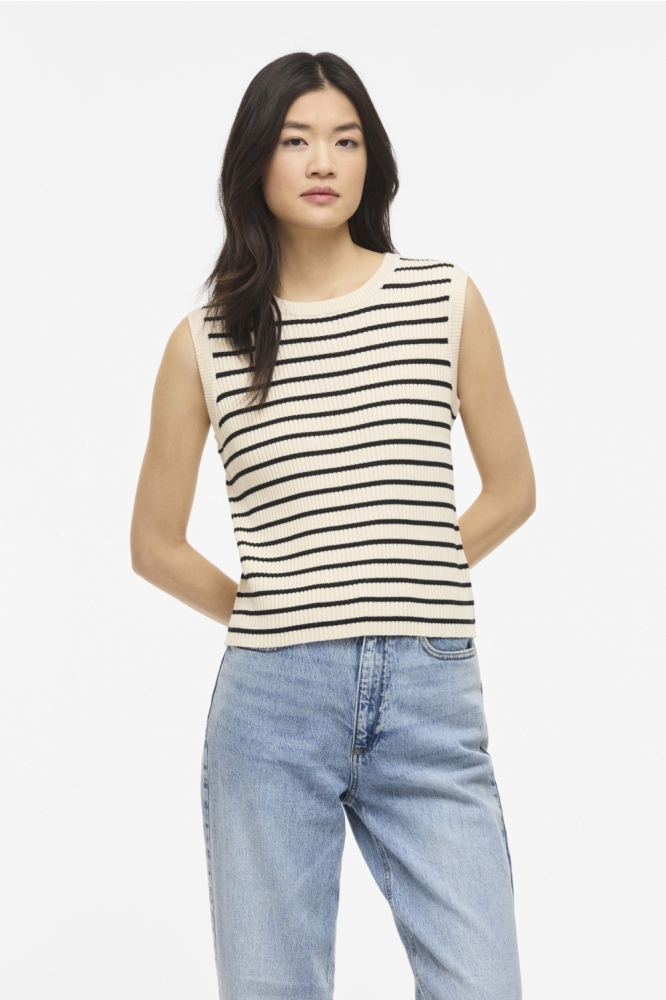 Vila beige dames top | Model vooraanzicht