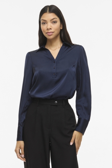 Vila VIENNA RAVENNA L/S V-NECK TOP 14117549 Navy Blazer