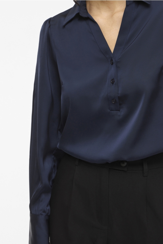 Vila blauwe dames blouse | Close up