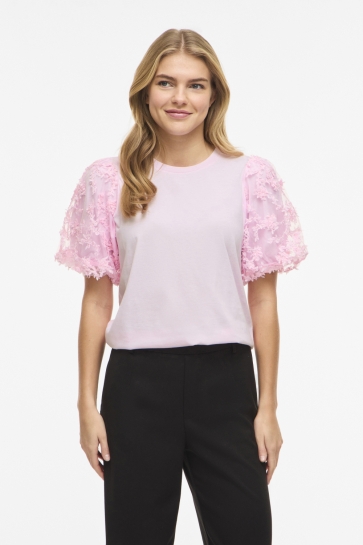 Vila T-shirt VIONESCA O-NECK S/S TOP 14113264 Cherry Blossom