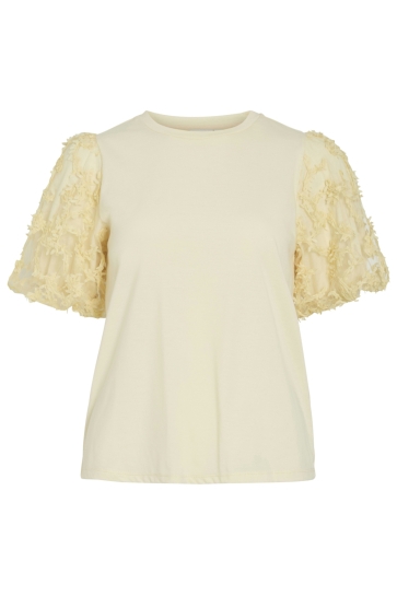 Vila vionesca o-neck s/s top Geel