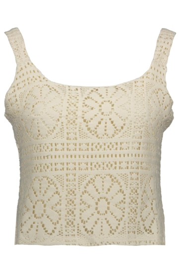 Vila Top VIMERINDA U-NECK S/L SHORT TOP/VOL/ 14114660 Birch