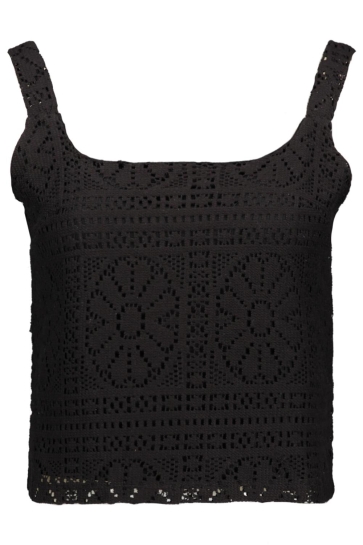 Vila vimerinda u-neck s/l short top/vol/ Zwart