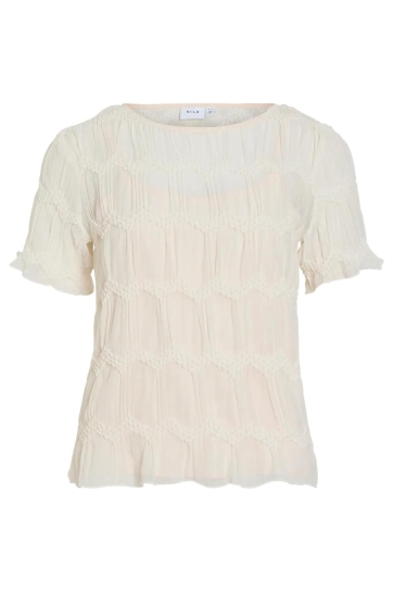 Vila T-shirt VITIRA BOATNECK S/S TOP 14114571 BIRCH