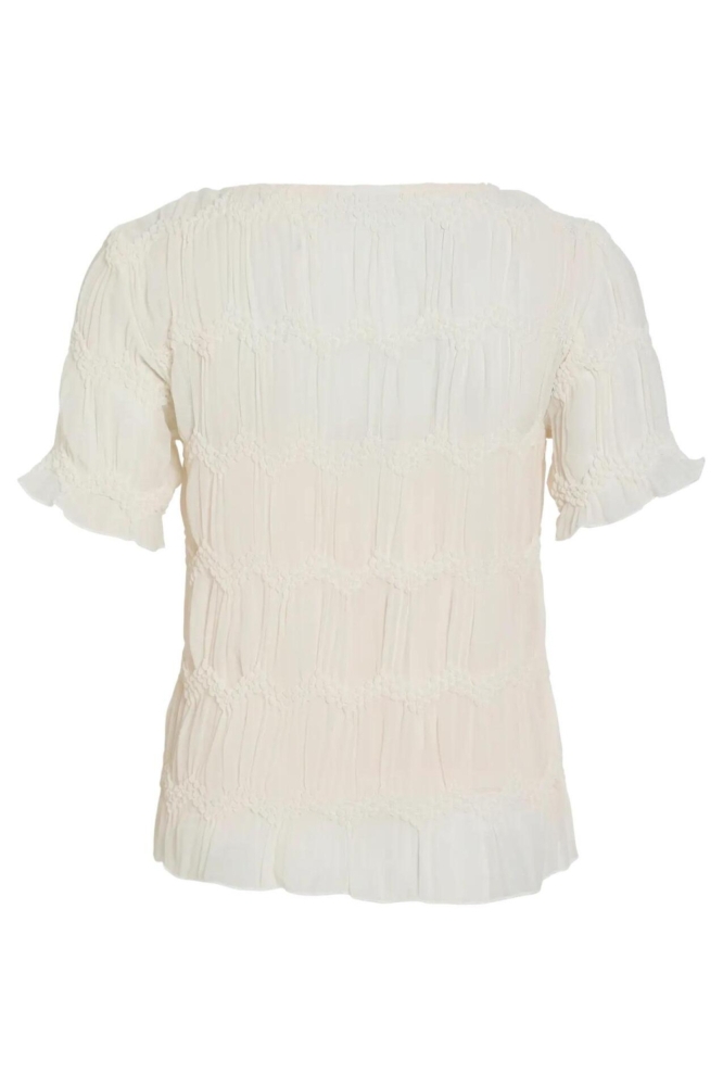 Vila ecru dames t-shirt | Achteraanzicht