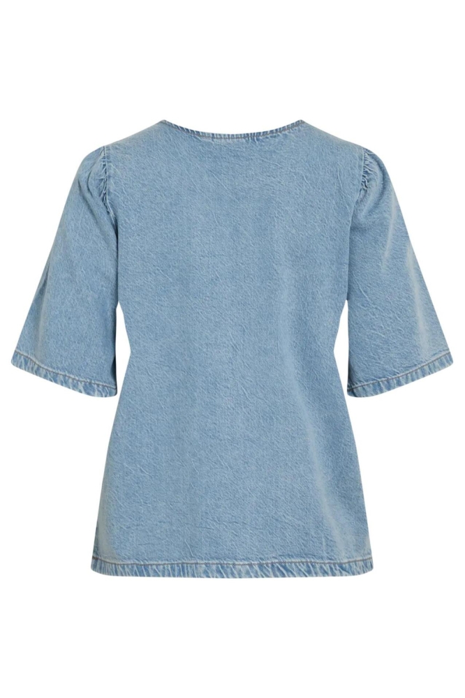 Vila blauwe dames t-shirt | Achteraanzicht