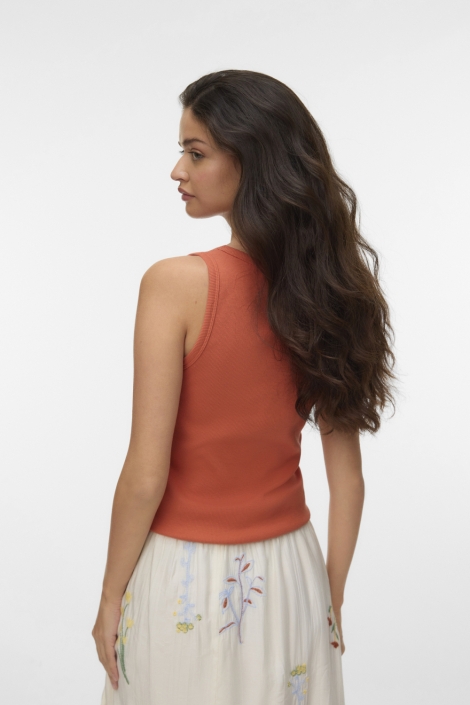 Vero Moda oranje dames top | Model achteraanzicht