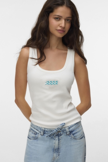 Vero Moda Top VMDISA TANK TOP BOX JRS 10343551 Snow White/WAVES