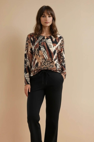 FOS Amsterdam T-shirt MIMI PANTER BRUSH FB 7604 MIMI 001 ZWART