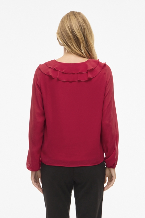 Vila rode dames blouse | Model achteraanzicht