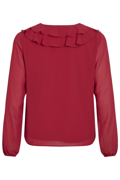 Vila rode dames blouse | Achteraanzicht