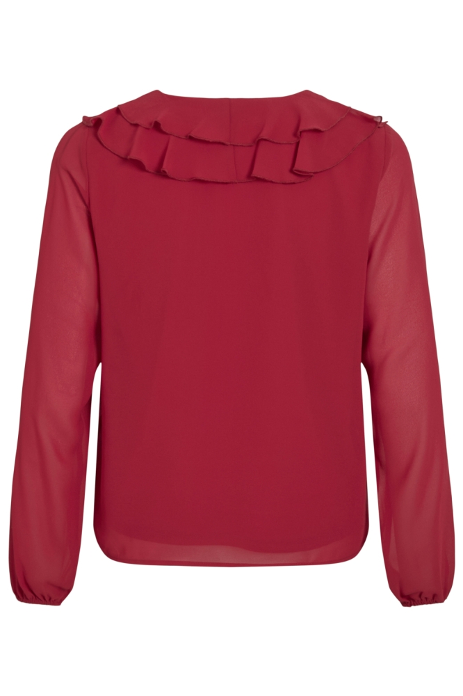 Vila rode dames blouse | Achteraanzicht