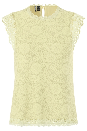 Pieces T-shirt PCOLLINE SL LACE TOP WVN NOOS 17120454 French Vanilla