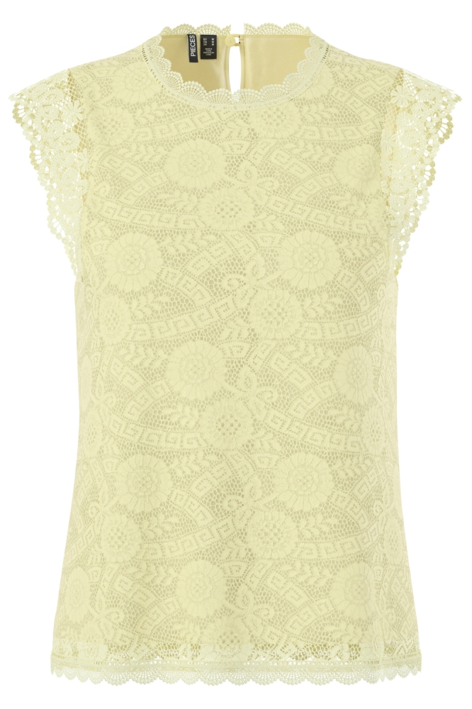 Pieces gele dames t-shirt | Vooraanzicht
