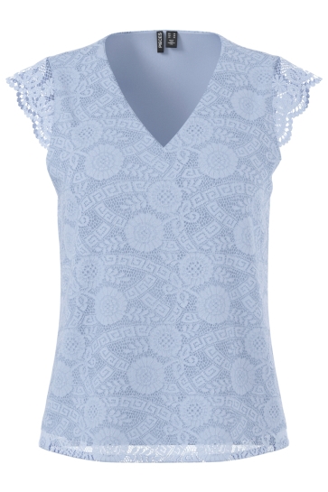 Pieces PCOLLINE SL LACE V-NECK TOP WVN NOO 17154614 Kentucky Blue