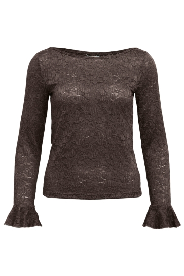 Object T-shirt OBJINES L/S SLI TOP E REP 23048586 SEAL BROWN