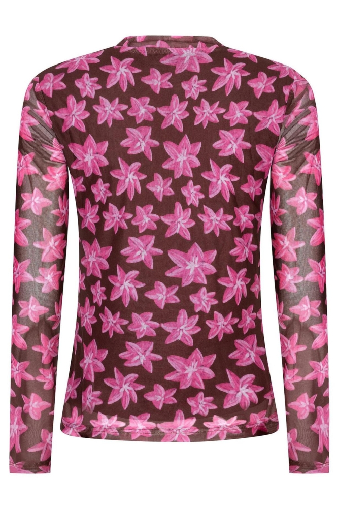 Ydence bruine dames t-shirt | Achteraanzicht