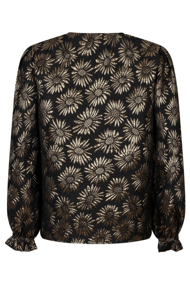 Ydence zwarte dames blouse | Achteraanzicht