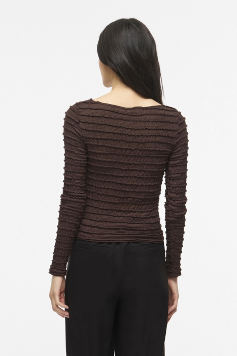 Vila bruine dames t-shirt | Model achteraanzicht