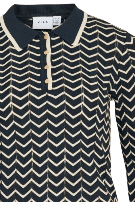 Vila blauwe dames trui | Close up