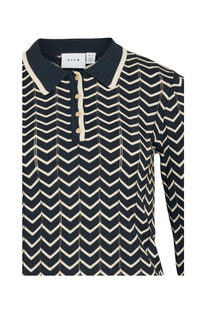 Vila blauwe dames trui | Close up