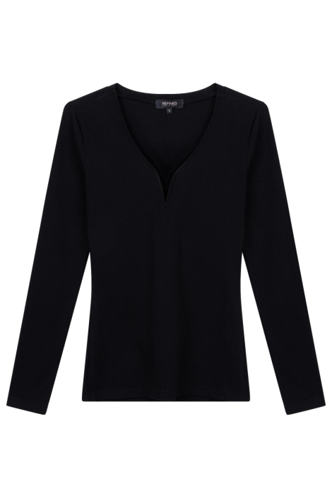 Refined Department zwarte dames t-shirt | Vooraanzicht