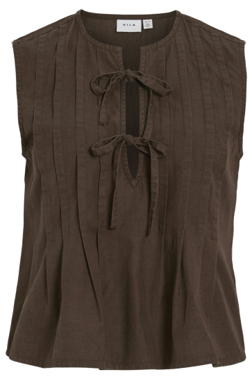 Vila Top VITEVIRA SL TIESTRING TOP 14115680 Slate Black