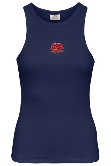 Jacqueline de Yong Top JDYTULLE LIFE PEARL EMB TANK TOP JR 15374312 Medieval Blue/CRAB