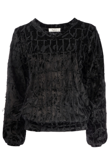 NED Blouse VERAYA LS VELVET FEATHER 25W1 U377 02 Black