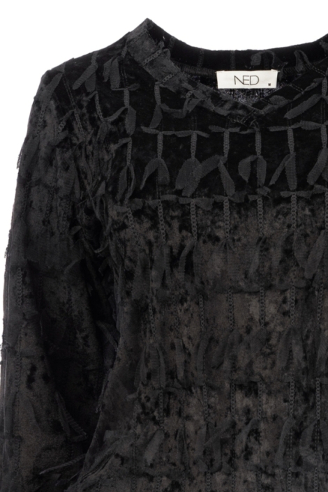 NED zwarte dames blouse | Close up