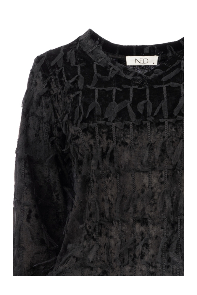 NED zwarte dames blouse | Close up