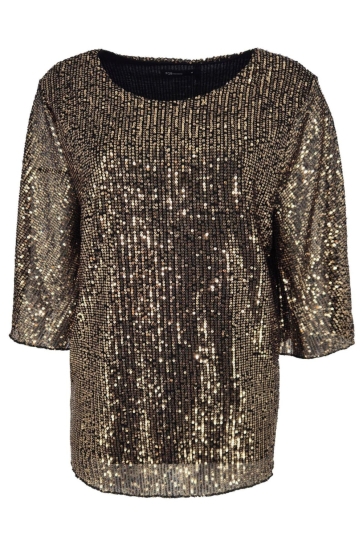 FOS Amsterdam MARIPOSA PAILLETTEN 7643 001 ZWART/GOUD