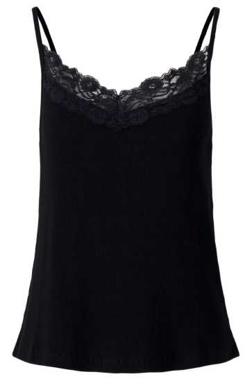Zusss spaghetti top met kant Zwart