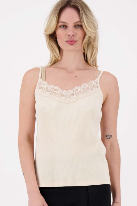 Zusss beige dames top | Model vooraanzicht