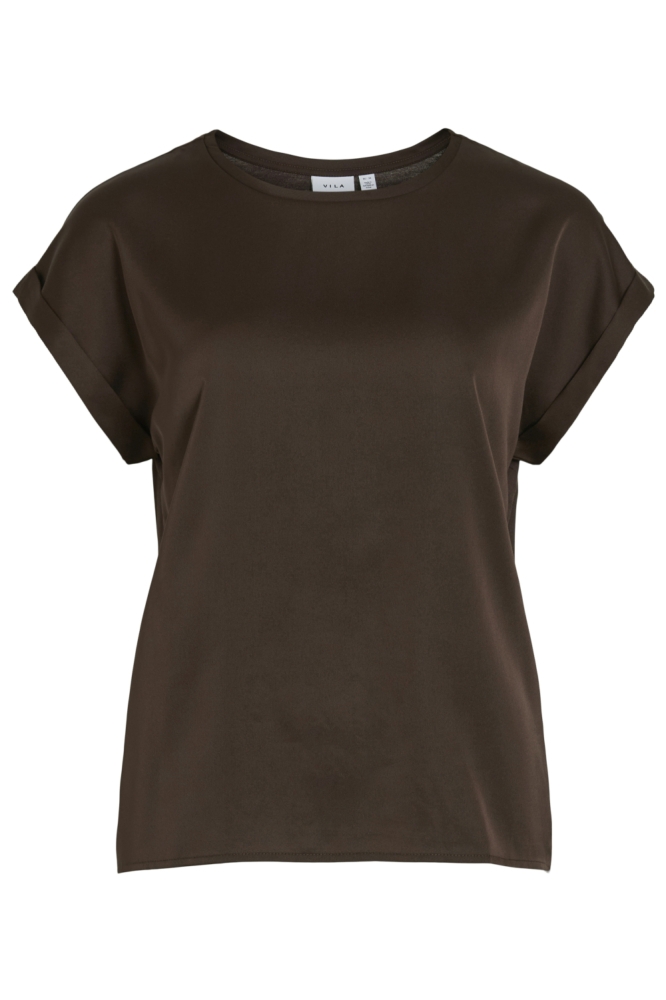 Vila bruine dames t-shirt | Vooraanzicht